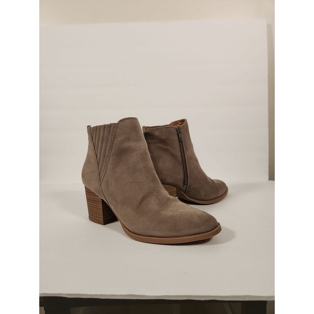 LC LAUREN CONRAD Ankle Boot‎ Womens 7.5M Tan Faux Suede Boho Western Cowgirl